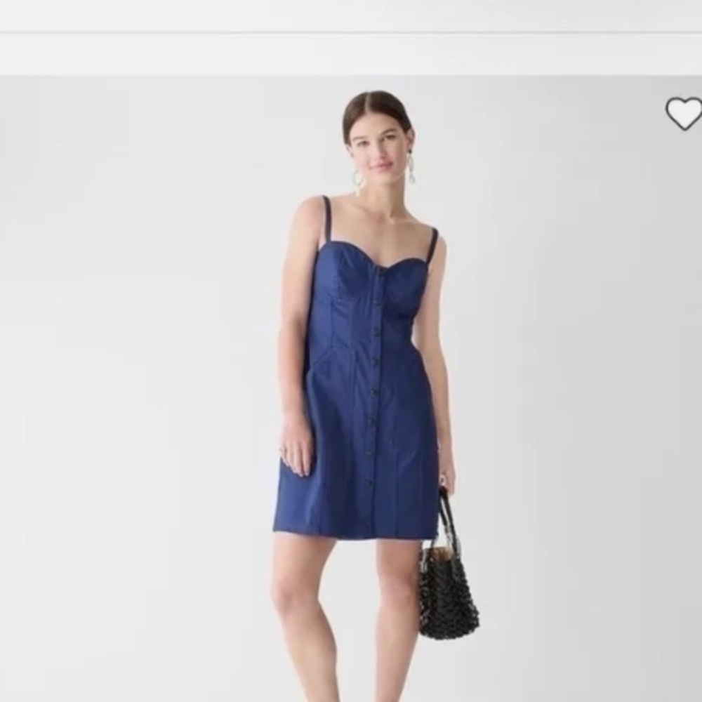 J. Crew Navy Blue Sweetheart Stretch Twill Dress Nwt 4